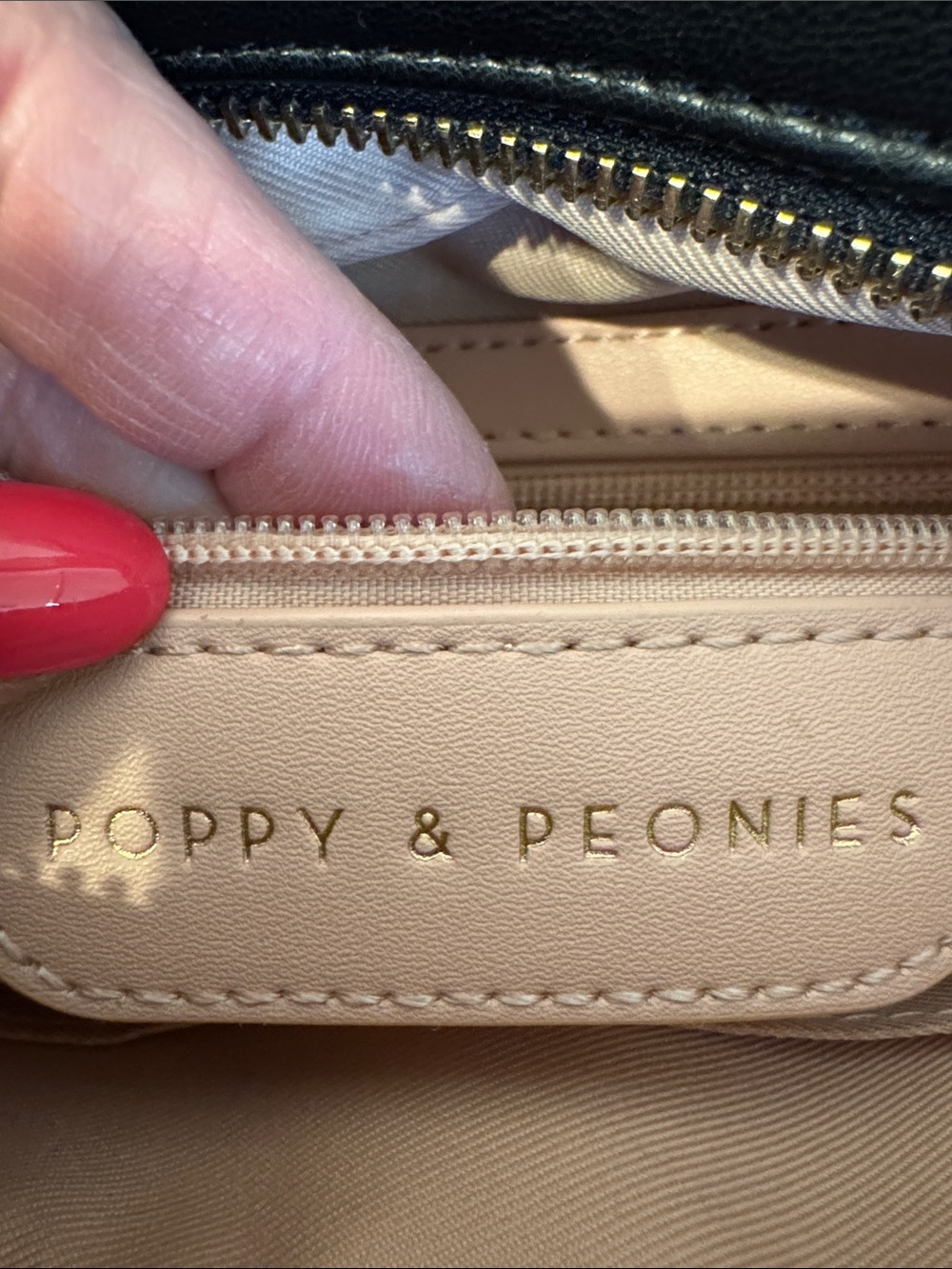 Poppy & Peonies Quilted Black Crossbody Bag - Picture 2 of 12
